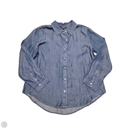 Top Long Sleeve By Liverpool In Blue Denim, Size: L