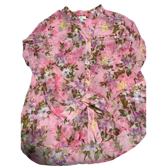 Blouse Long Sleeve By Kut In Pink, Size: L