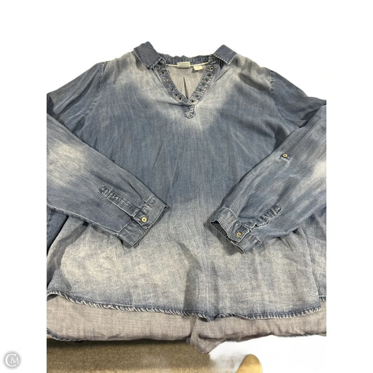 Top Long Sleeve By West Bound In Blue Denim, Size: 2x