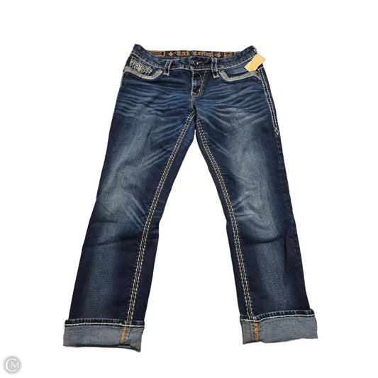 Jeans Cropped By Rock Revival In Blue Denim, Size: 6
