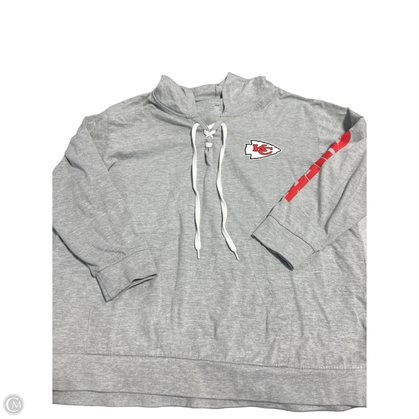 Top Long Sleeve By Fanatics In Grey, Size: 1x
