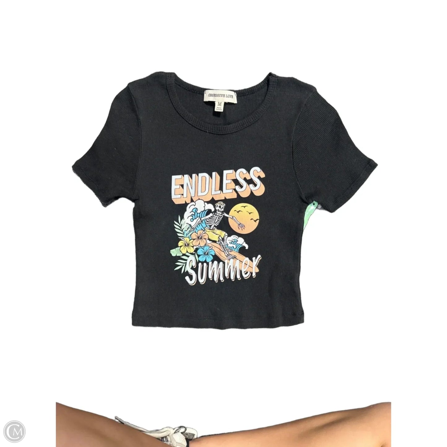 Top Short Sleeve By Cmc In Black, Size: M