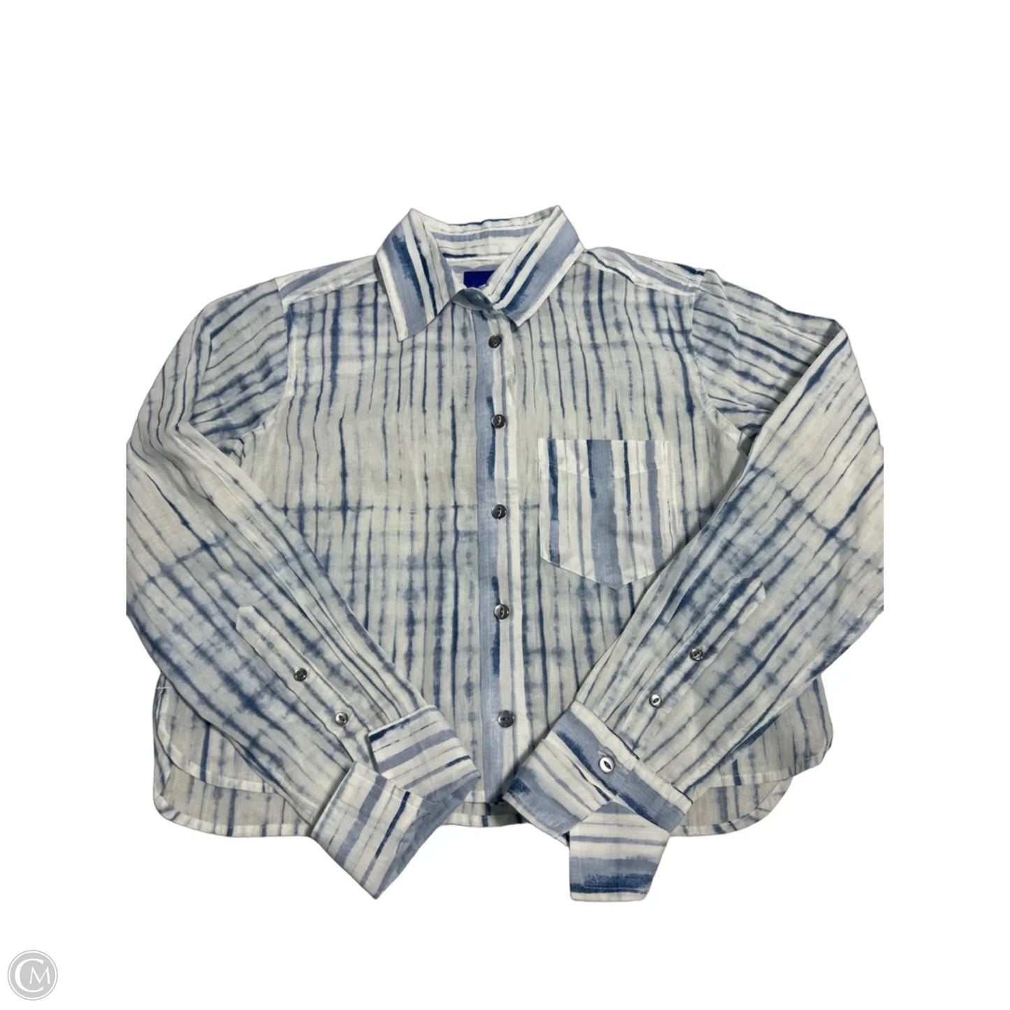 Top Long Sleeve By Gap In Blue & White, Size: Xxs