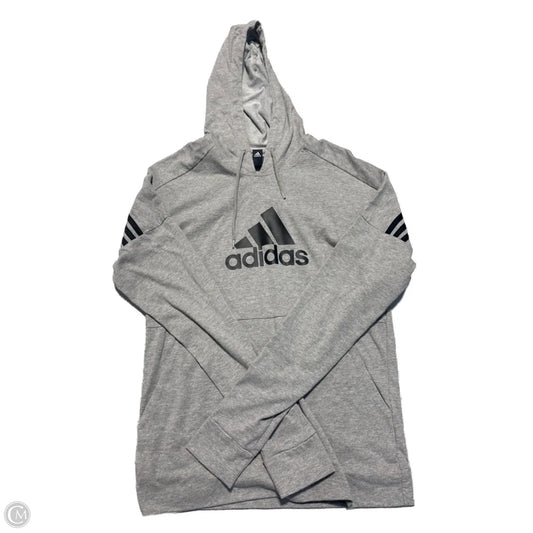 Athletic Sweatshirt Hoodie By Adidas In Grey, Size: S