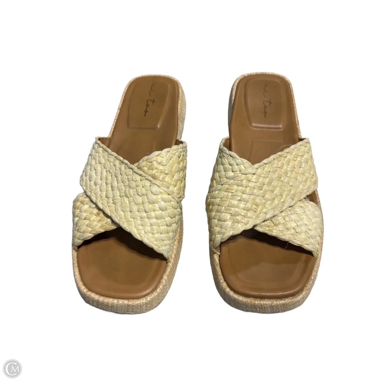 Sandals Heels Wedge By Me Too In Beige, Size: 8