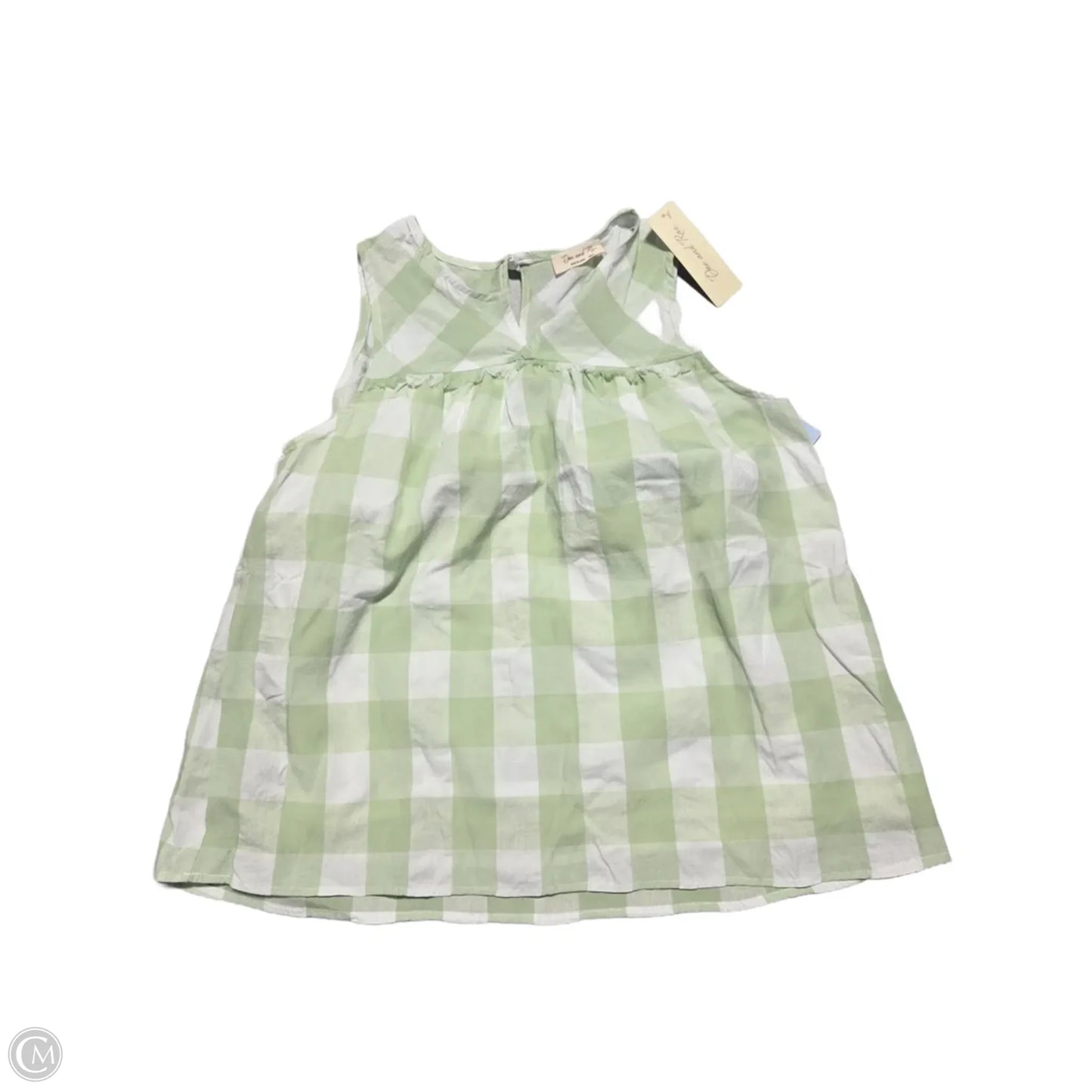 Tank Top By Doe & Rae In Green & White, Size: S