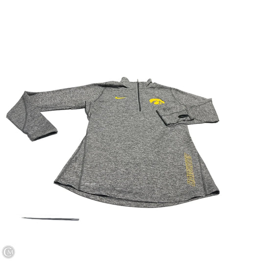 Athletic Top Long Sleeve Collar By Nike Apparel In Black & Grey, Size: S