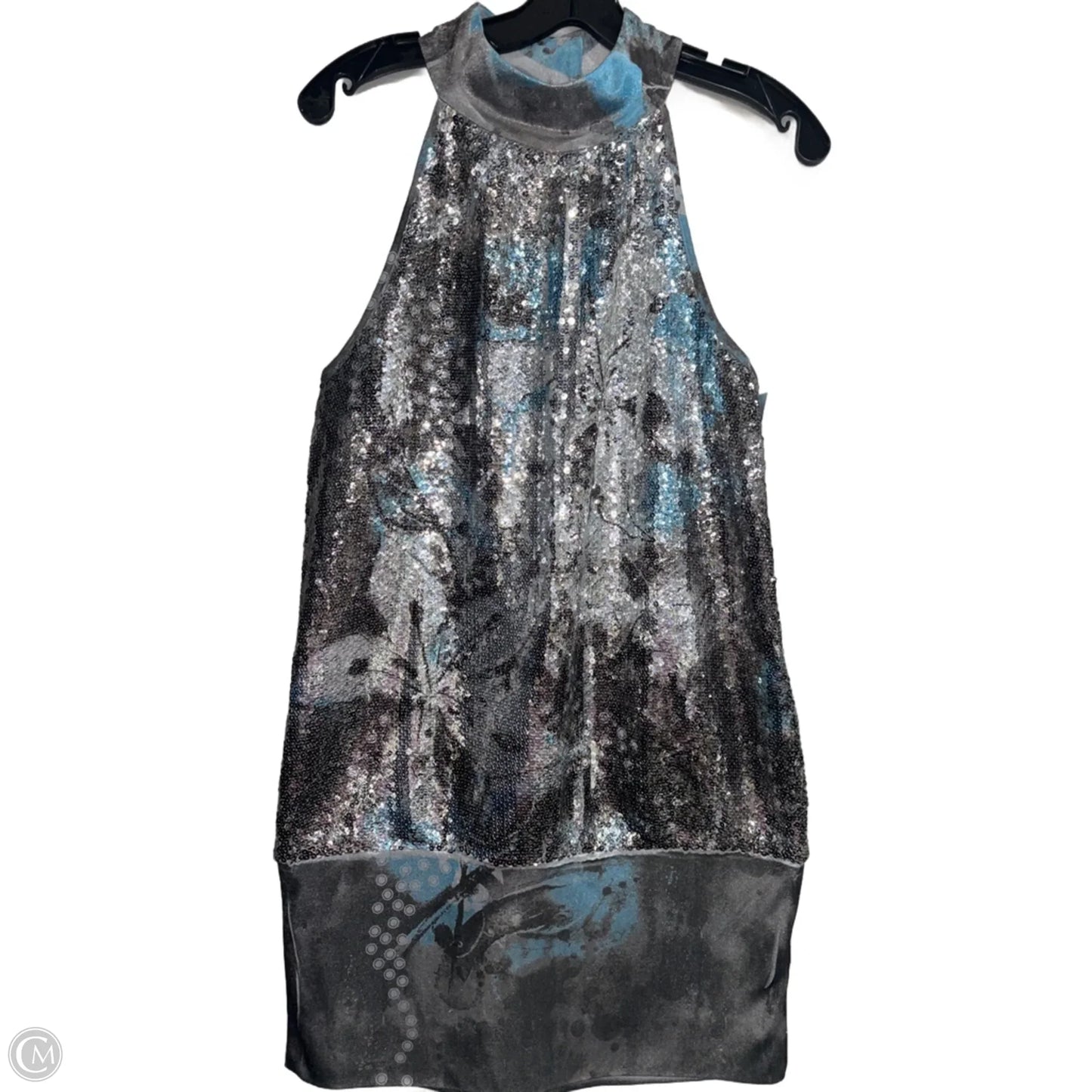 Dress Casual Midi By Studio Y In Blue & Silver, Size: L