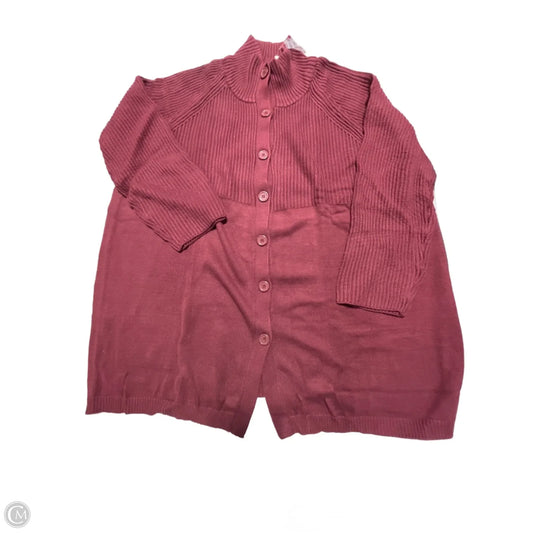 Sweater Cardigan By Woman Within In Maroon, Size: 3x
