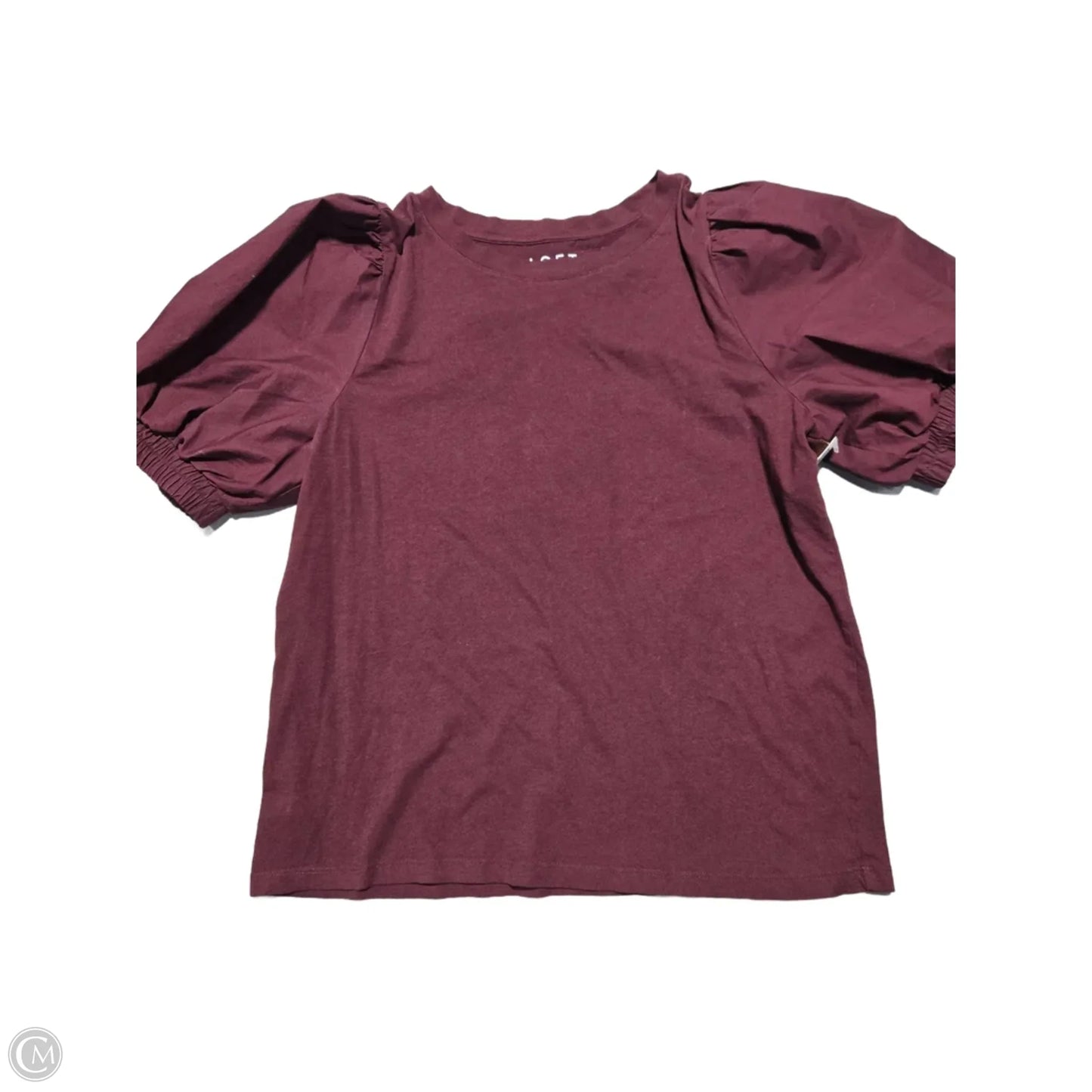 Top Short Sleeve By Loft In Maroon, Size: L