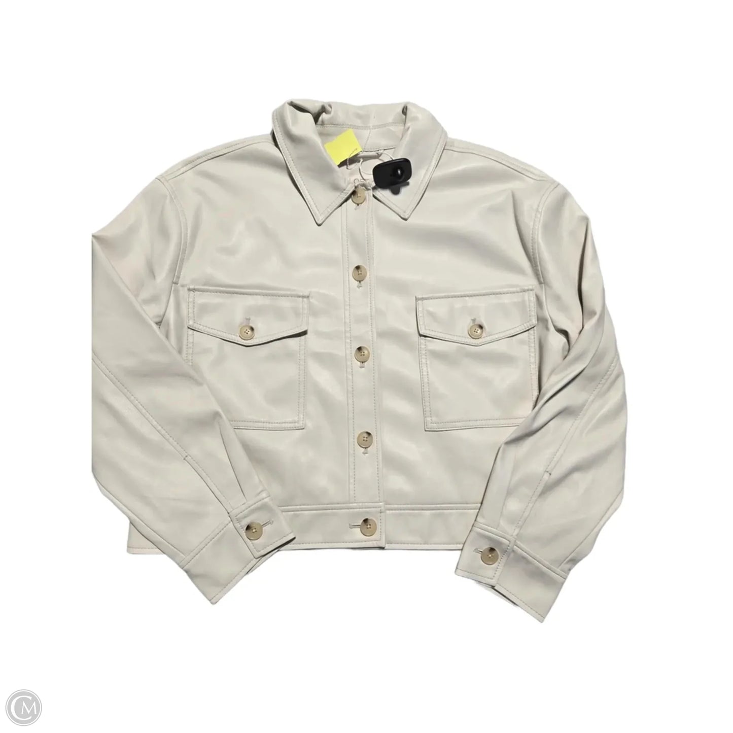 Jacket Leather By Loft In Cream, Size: L