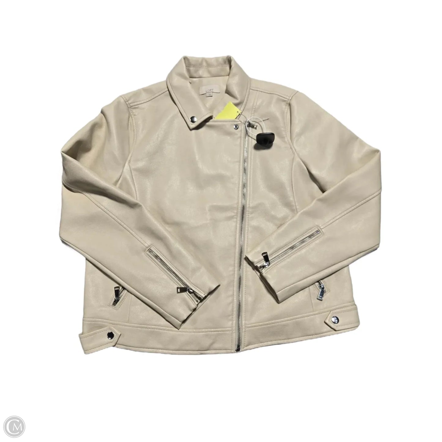 Jacket Leather By Loft In Cream, Size: L