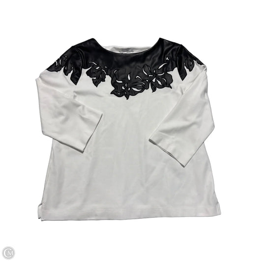 Top 3/4 Sleeve By Chicos In White, Size: L