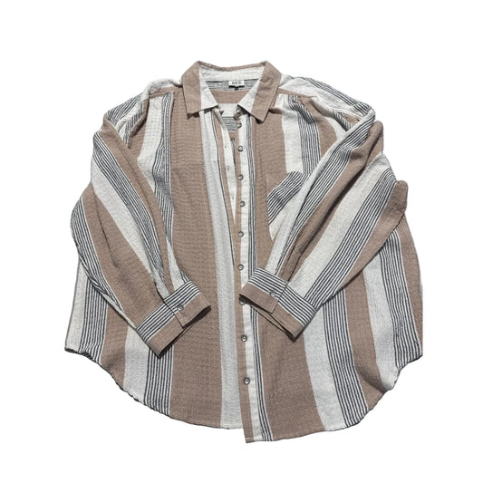 Top Long Sleeve By Bke In Tan & White, Size: Xl