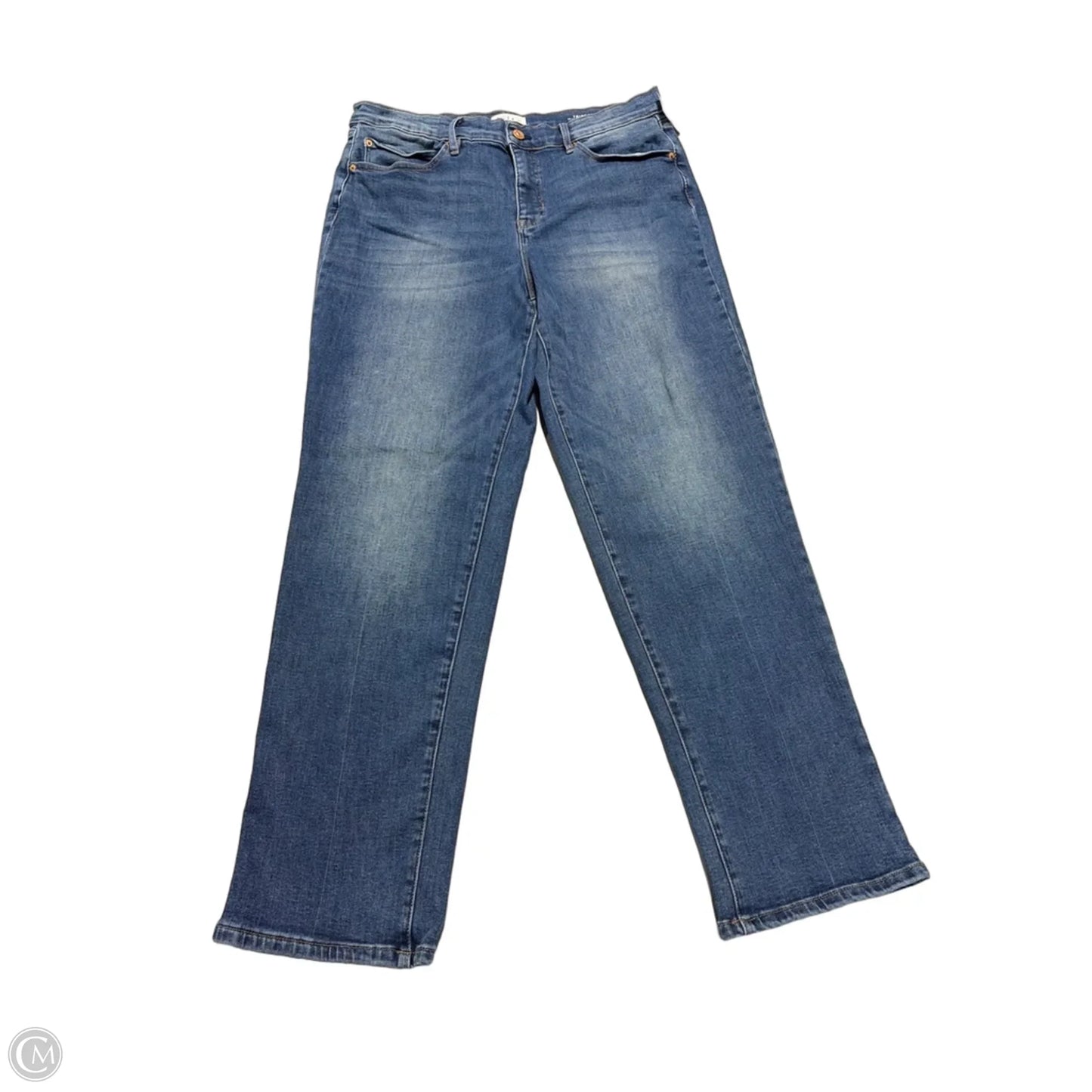 Jeans Straight By Nicole Miller In Blue Denim, Size: 14