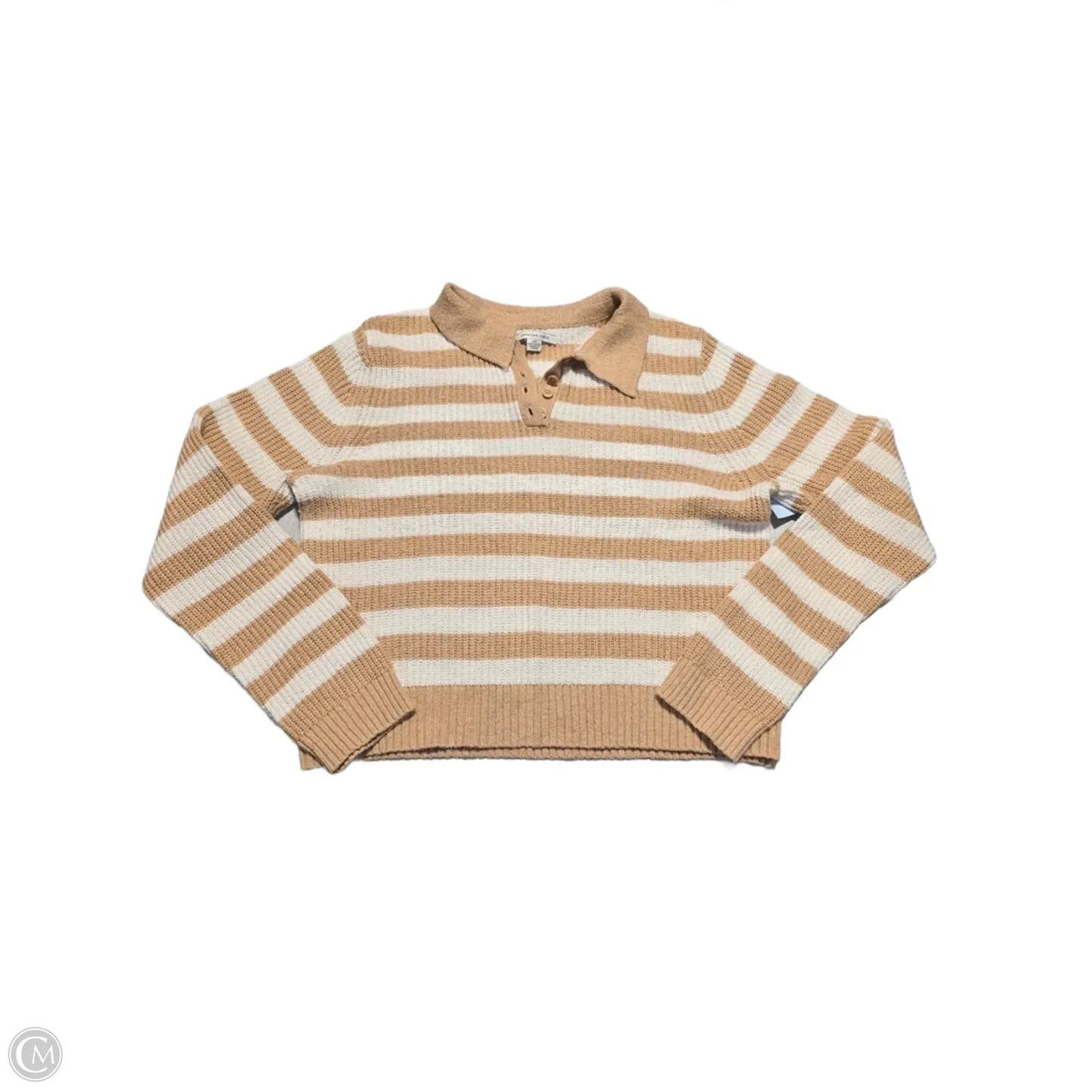 Sweater By American Eagle In Orange & White, Size: L