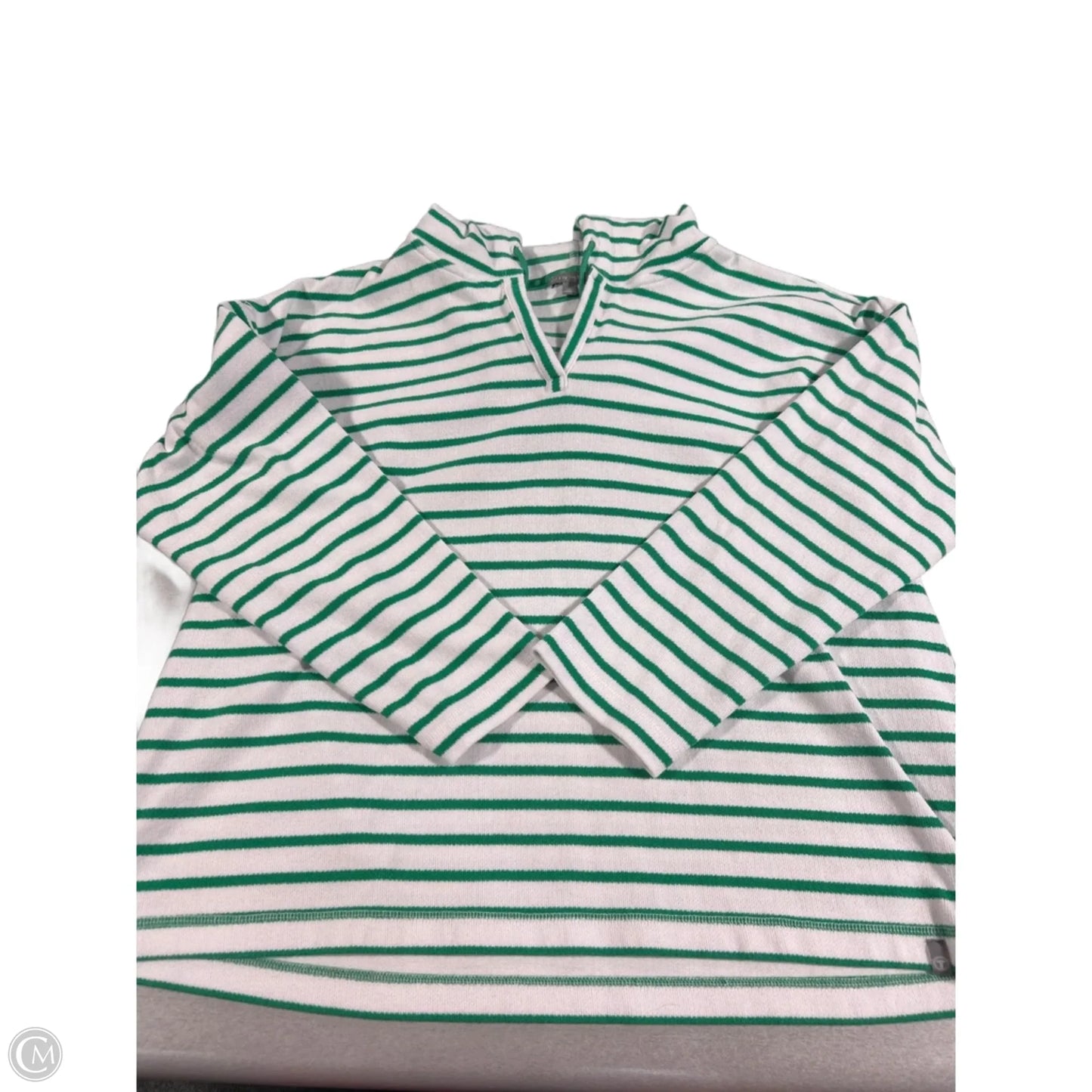 Top Long Sleeve By Talbots In Green & White, Size: Xl