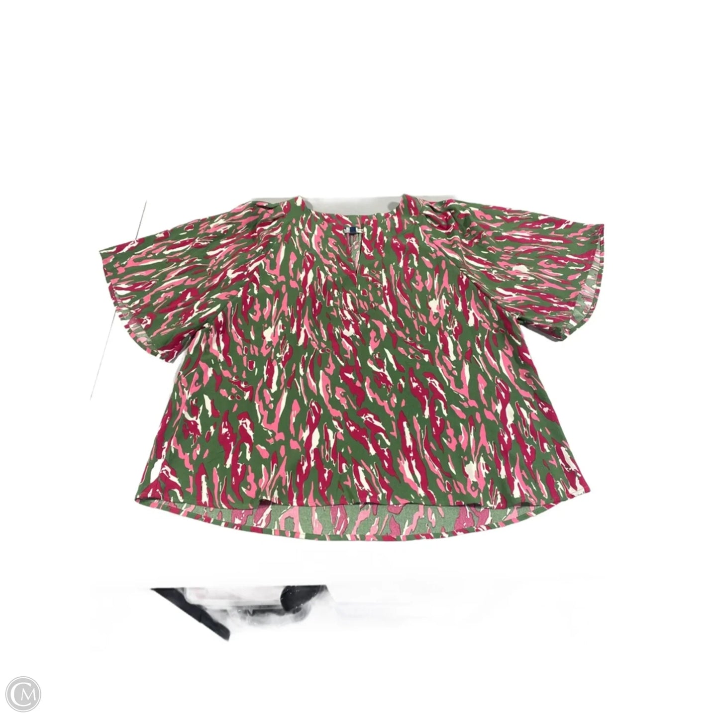 Top Short Sleeve By Michelle Mcdowell In Green & Pink, Size: L