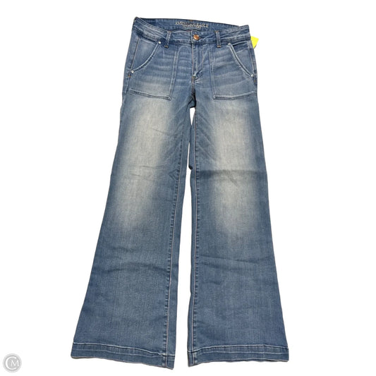Jeans Wide Leg By American Eagle In Blue Denim, Size: 8