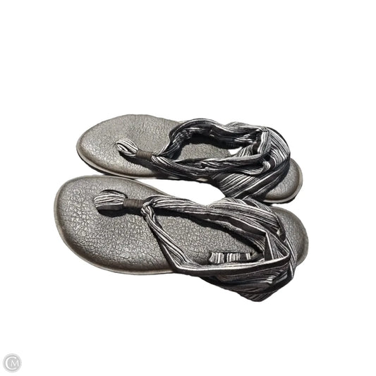 Sandals Flip Flops By Sanuk In Black & Grey, Size: 8