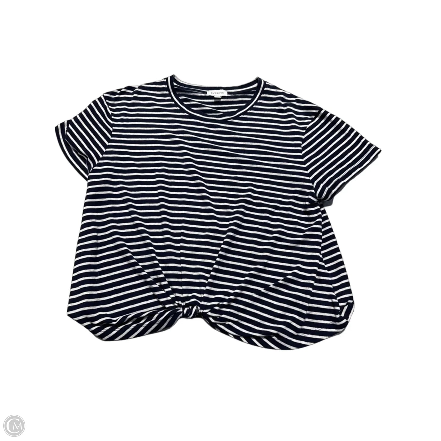 Top Short Sleeve By Evereve In Striped Pattern, Size: L