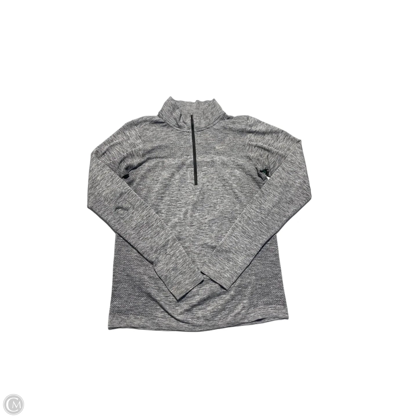 Athletic Top Long Sleeve Collar By Nike In Grey, Size: L