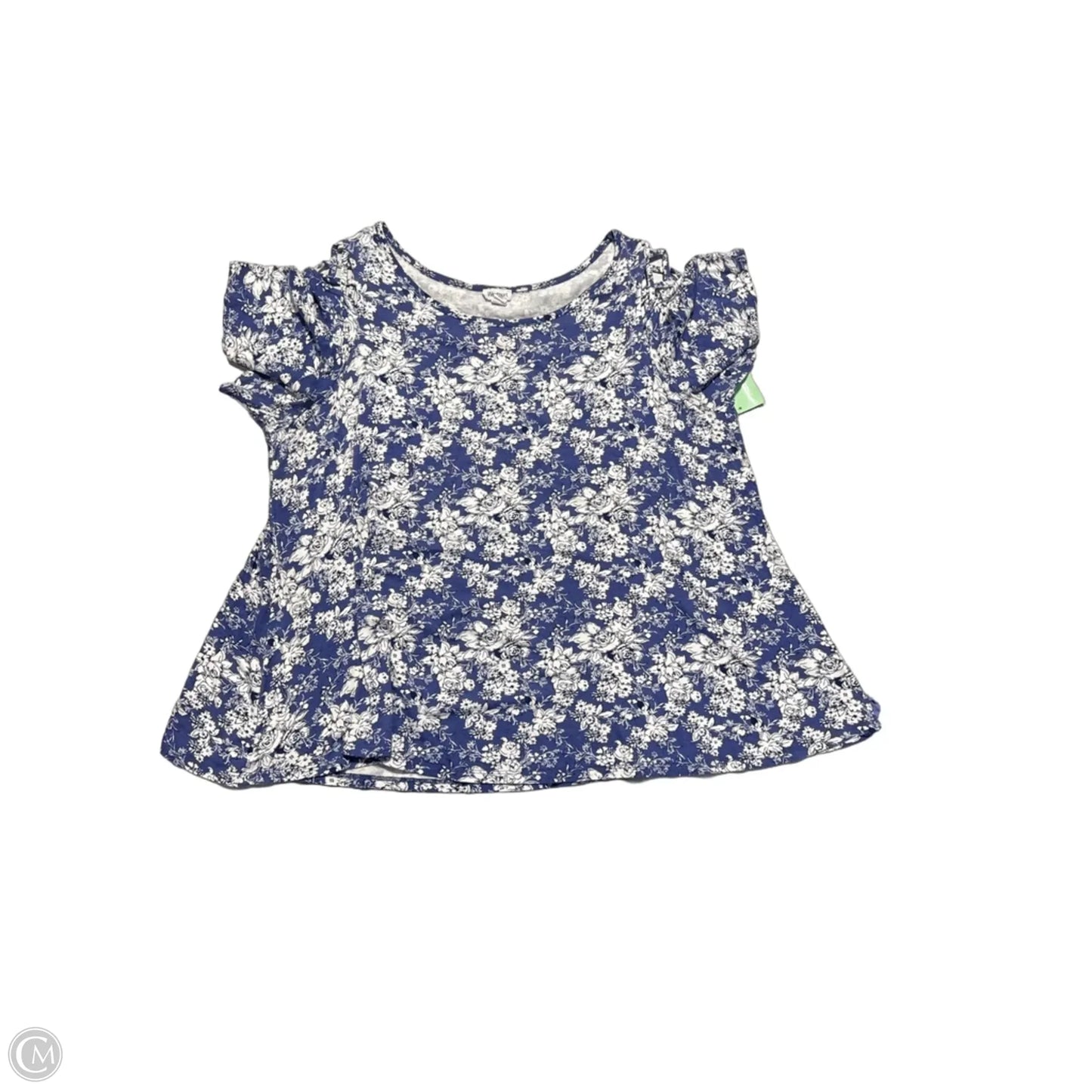 Top Short Sleeve By Westport In Blue & White, Size: 1x