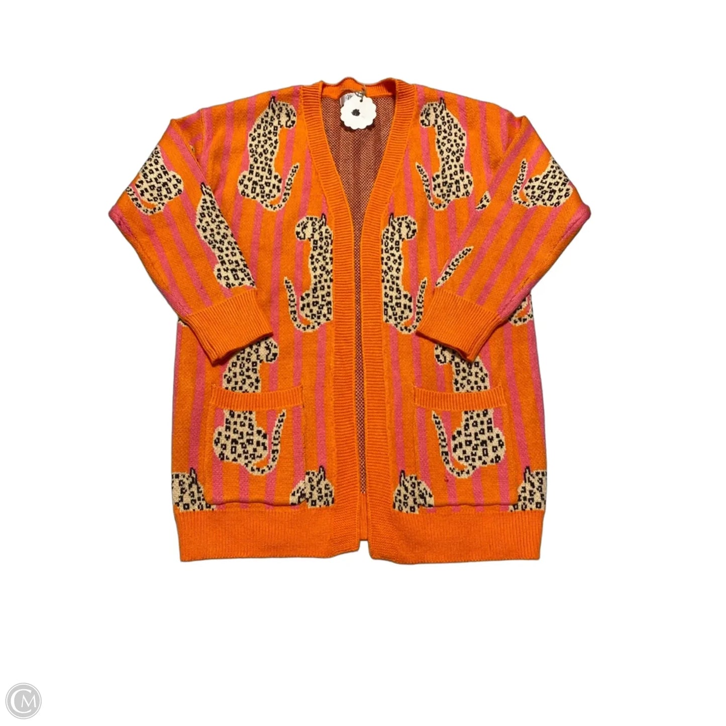Cardigan By Cmc In Orange & Pink, Size: M