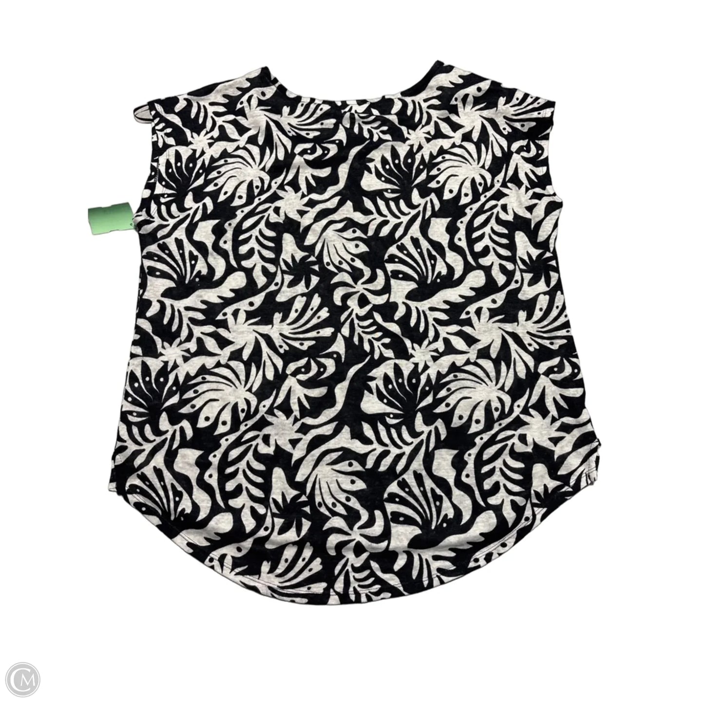 Top Short Sleeve By Nicole Miller In Black & White, Size: L