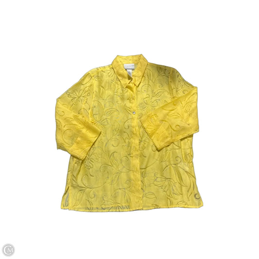 Top Long Sleeve By Alfred Dunner In Yellow, Size: Mp