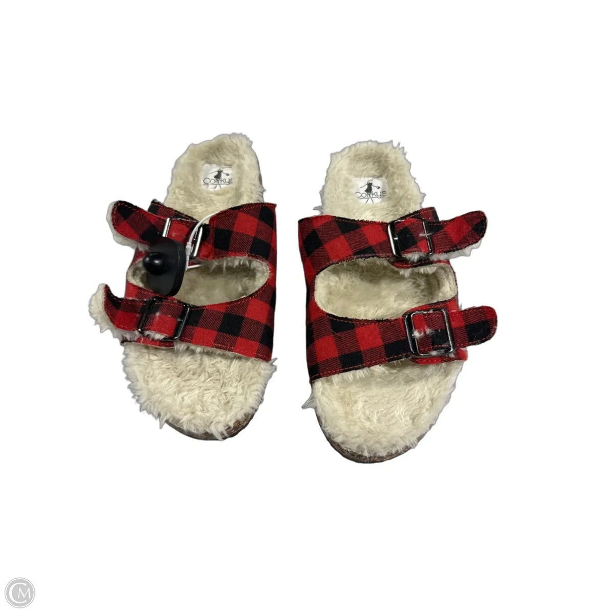 Sandals Flats By Corkys In Plaid Pattern, Size: 9