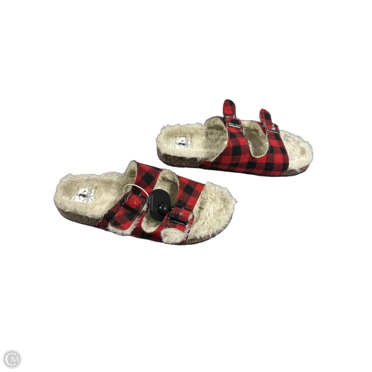 Sandals Flats By Corkys In Plaid Pattern, Size: 9
