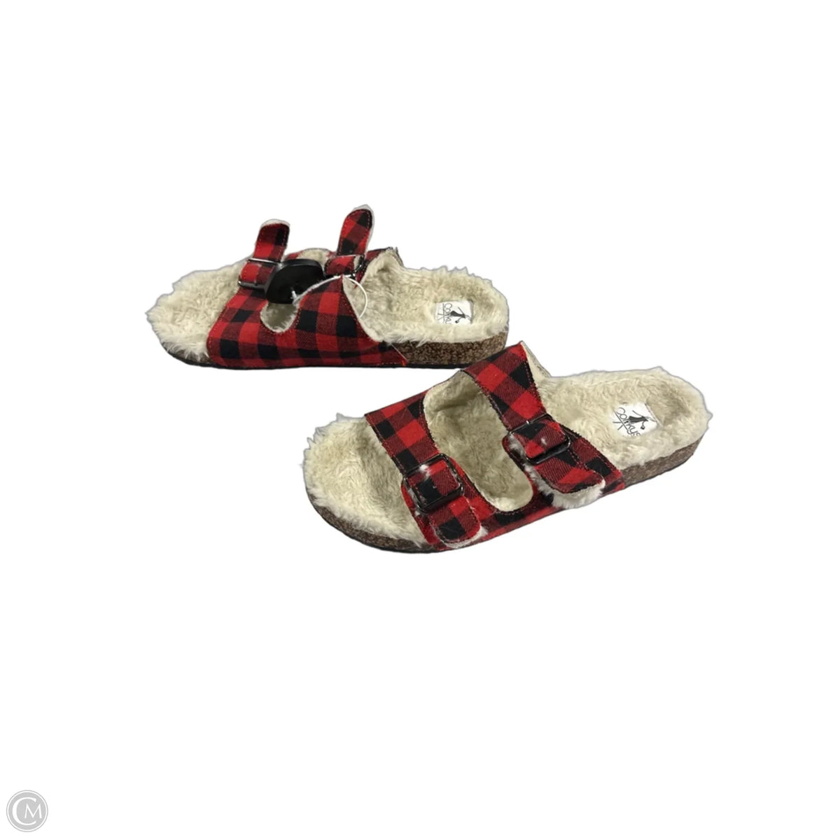 Sandals Flats By Corkys In Plaid Pattern, Size: 9