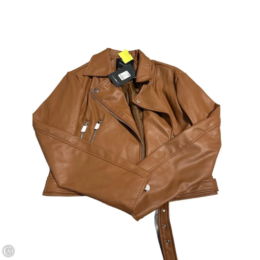 Jacket Leather By Fashion Nova In Brown, Size: S