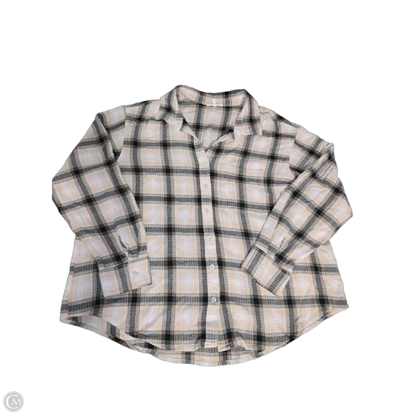 Top Long Sleeve By Maurices In Plaid Pattern, Size: L