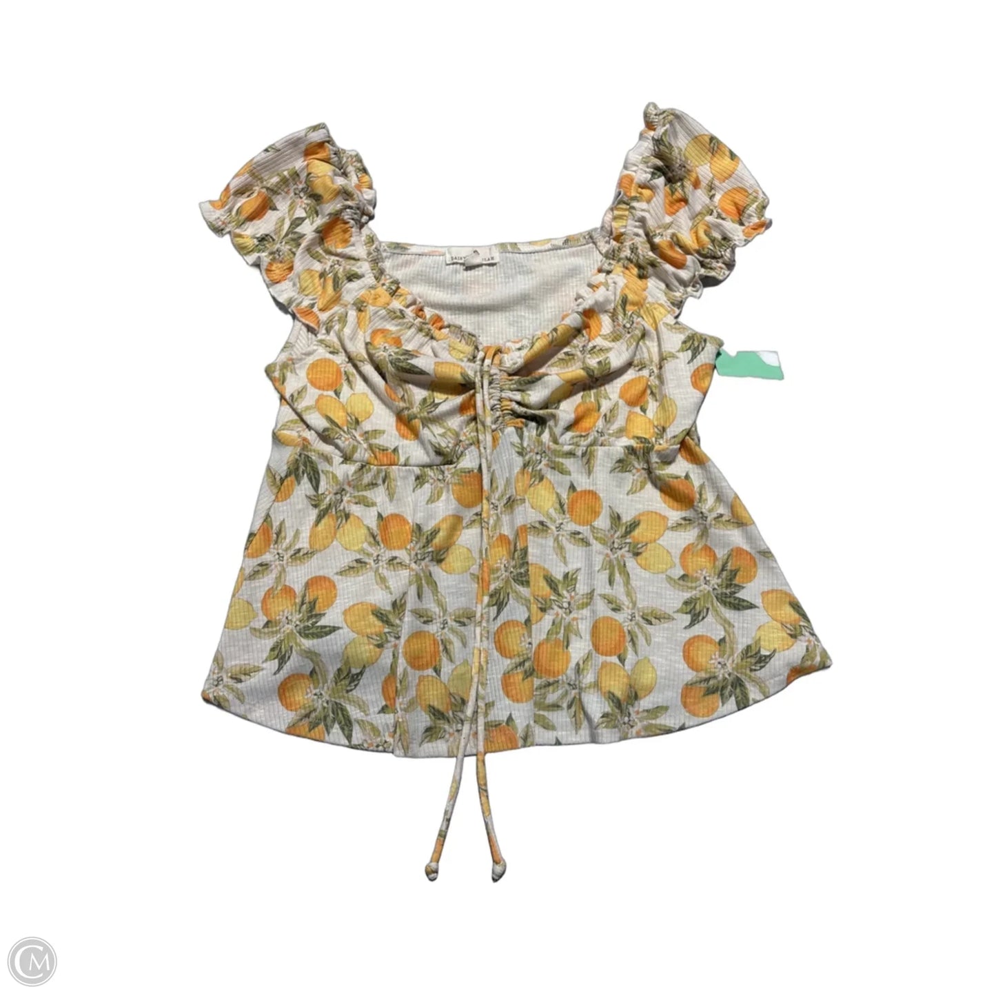 Top Short Sleeve By Cme In Yellow, Size: L