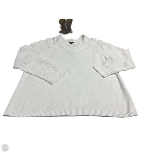 Top Long Sleeve By Talbots In White, Size: 2x