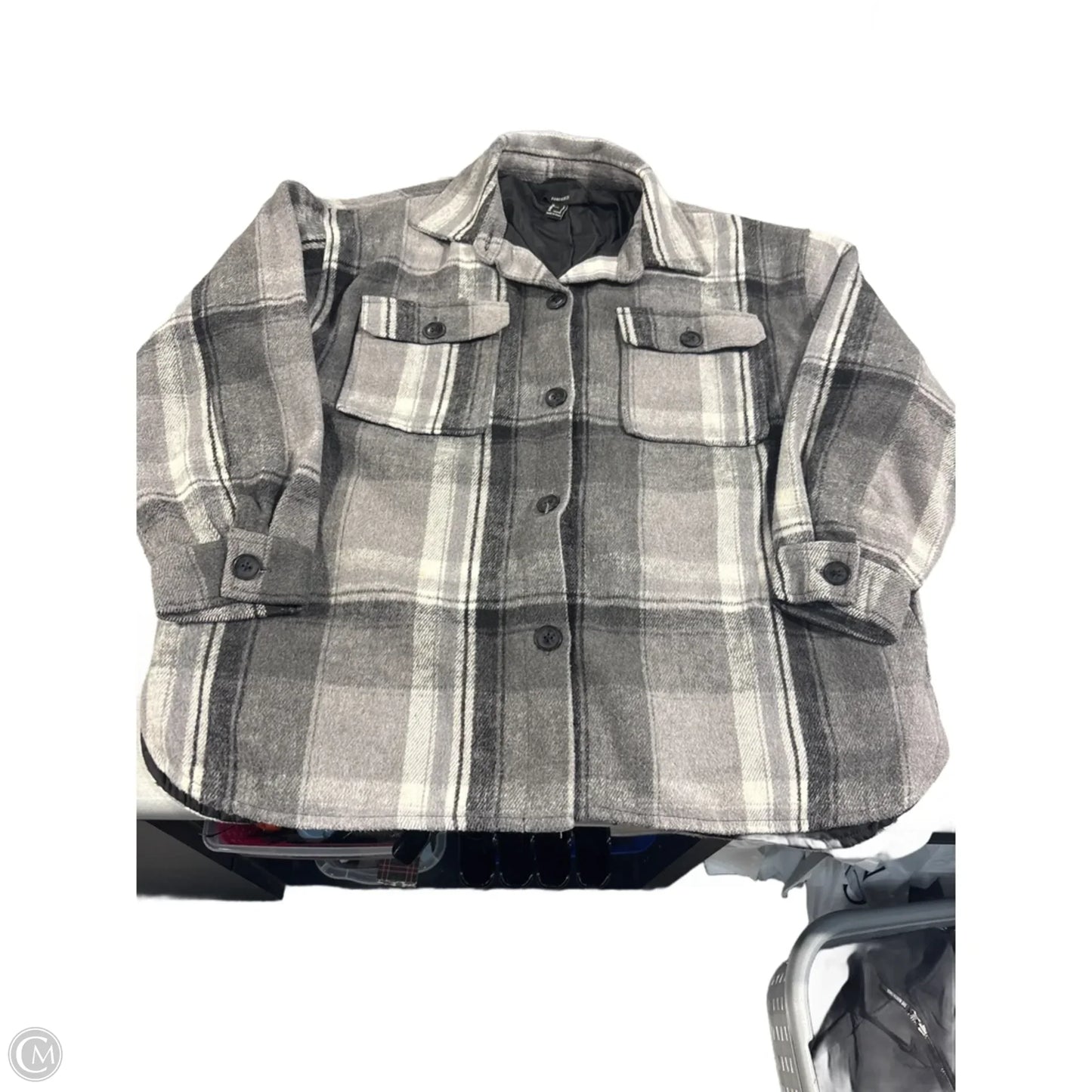 Jacket Faux Fur & Sherpa By Forever 21 In Plaid Pattern, Size: L