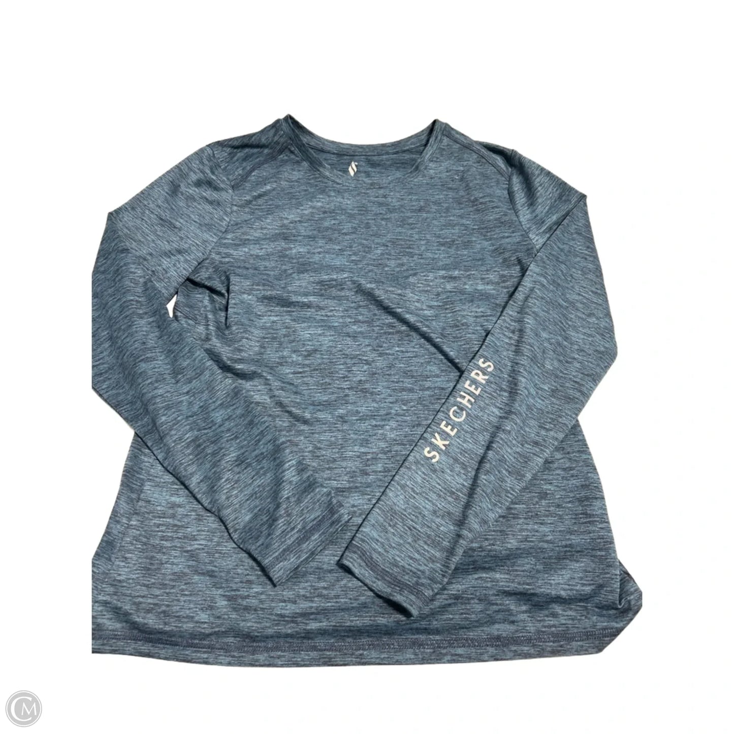 Athletic Top Long Sleeve Collar By Skechers In Blue, Size: M