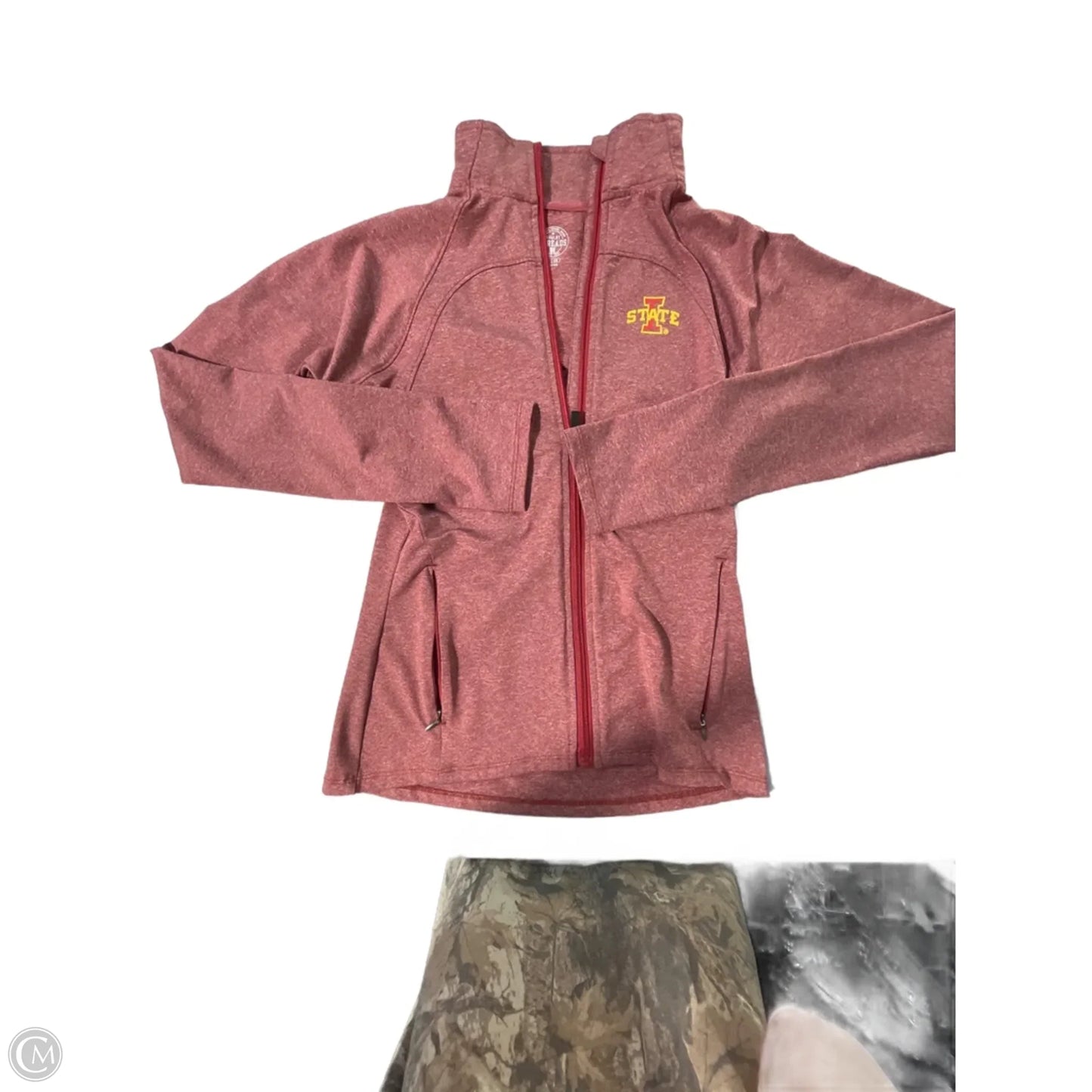 Athletic Top Long Sleeve Collar By Cmb In Red, Size: S