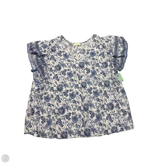 Top Short Sleeve By Cynthia Rowley In Blue & White, Size: 3x