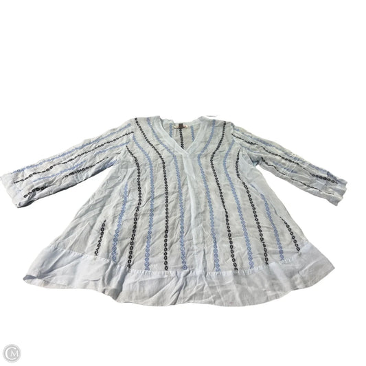 Top 3/4 Sleeve By Johnny Was In Blue, Size: M