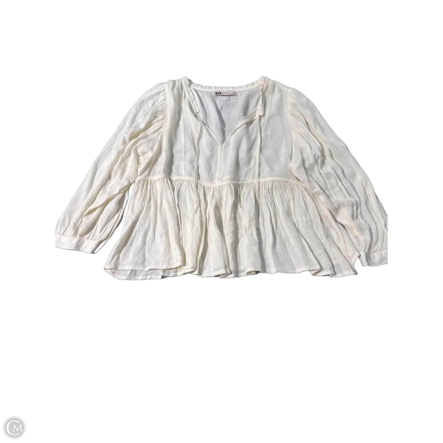 Top 3/4 Sleeve By So In Ivory, Size: Xs