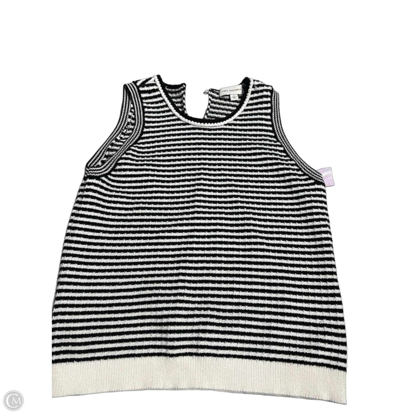 Top Sleeveless By Free Assembly In Black & White, Size: L