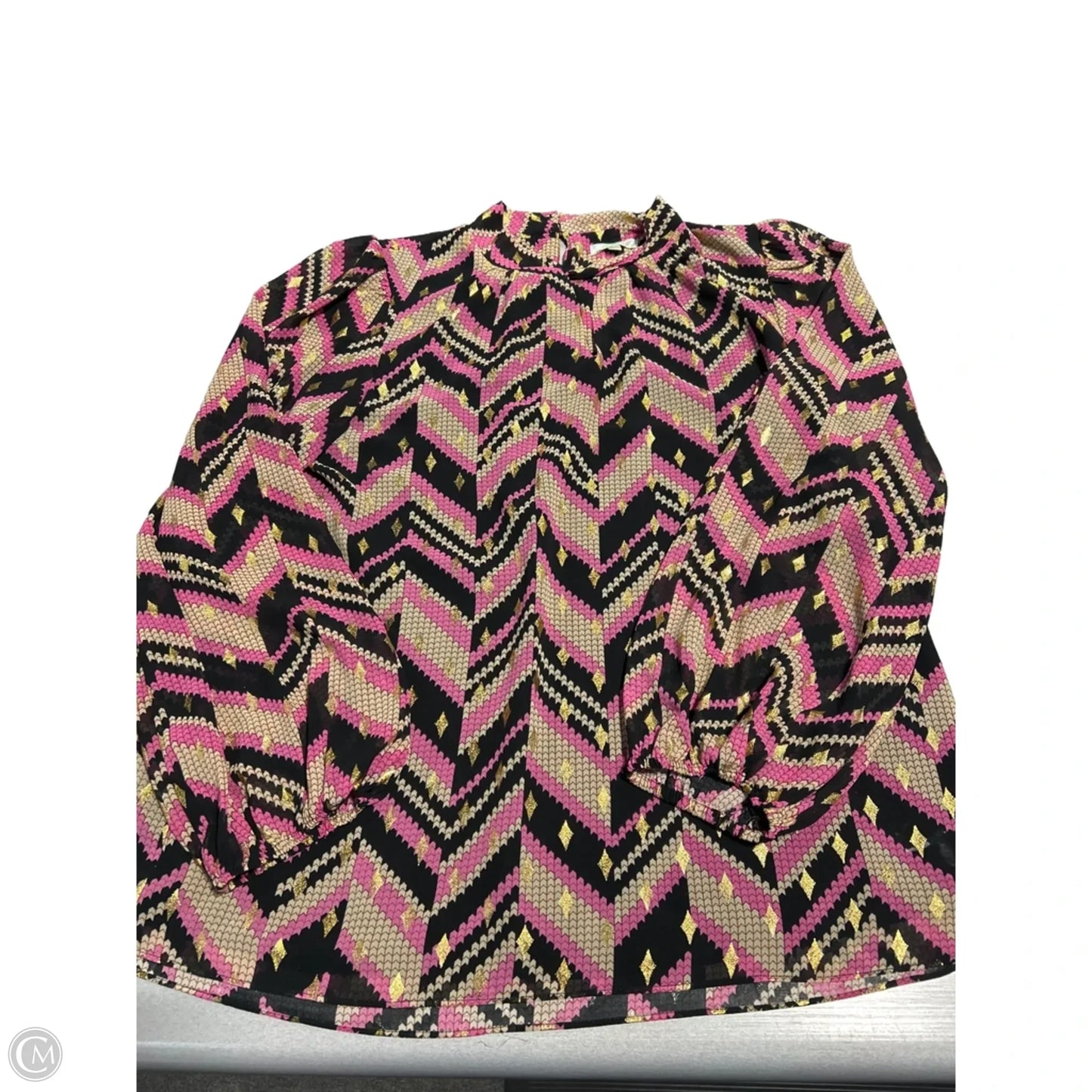 Blouse Long Sleeve By Jade In Geometric Pattern, Size: L