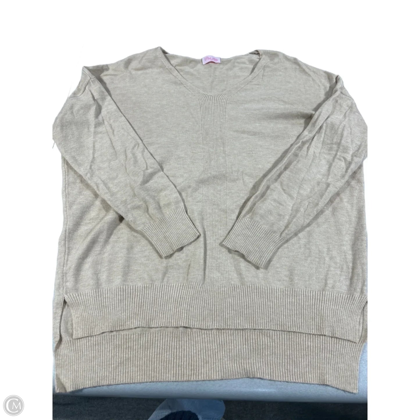 Top Long Sleeve By Pink Lily In Beige, Size: M