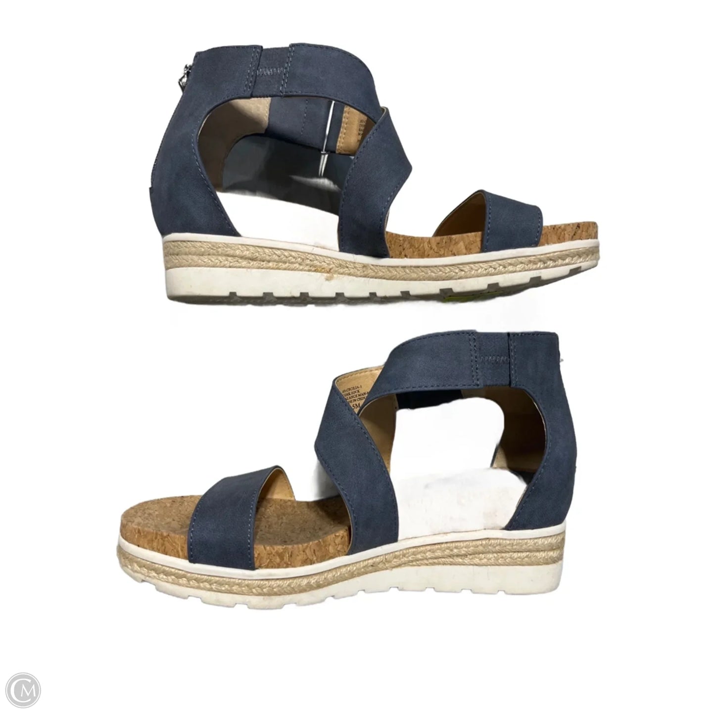 Sandals Flats By Adrienne Vittadini In Blue & Cream, Size: 8.5