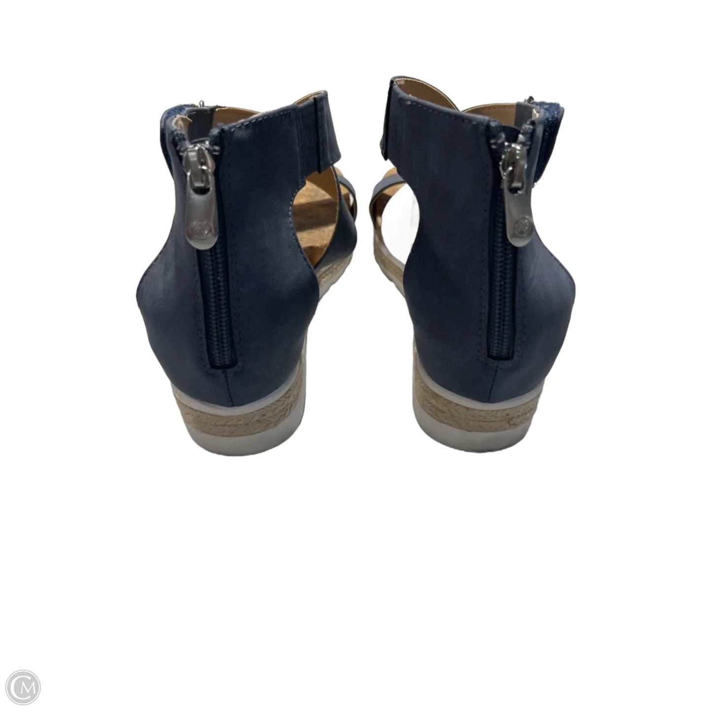 Sandals Flats By Adrienne Vittadini In Blue & Cream, Size: 8.5