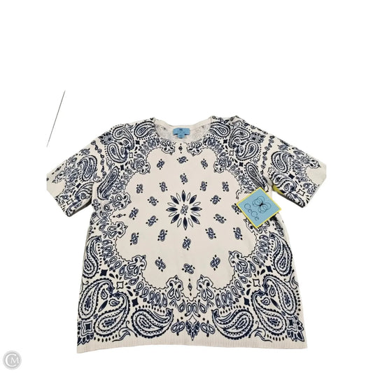 Top Short Sleeve By Cece In Blue & White, Size: M