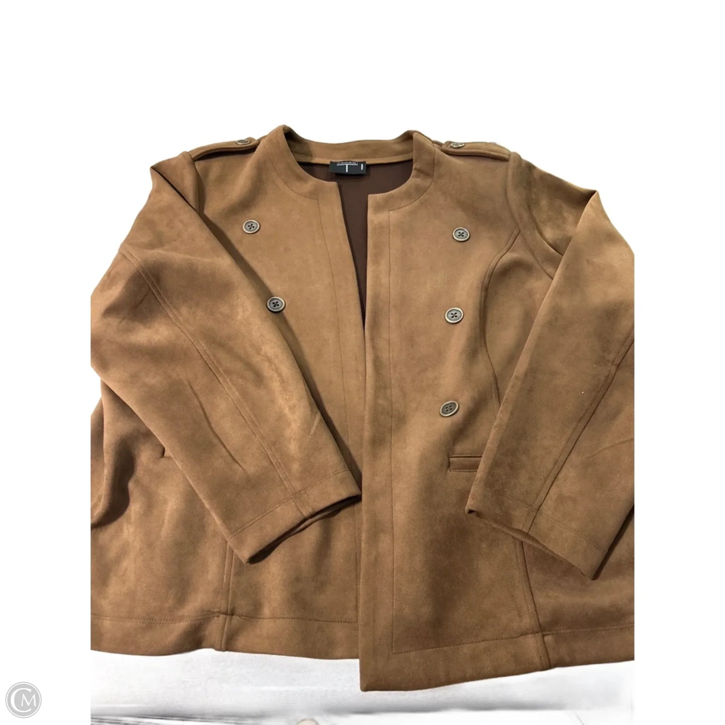 Jacket Moto By Tahari In Tan, Size: 3x